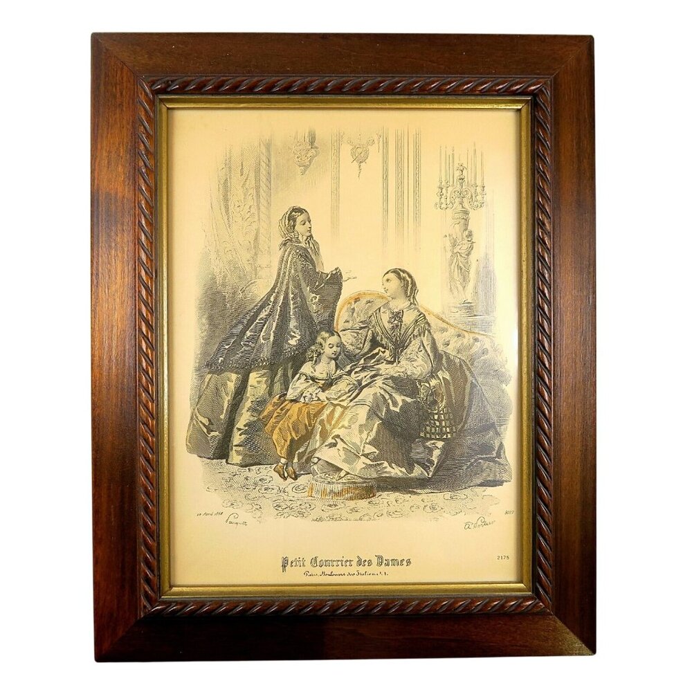 1850s Petit Courrier des Dames Fashion Plate - Mid-Century Repro - Framed 8x10